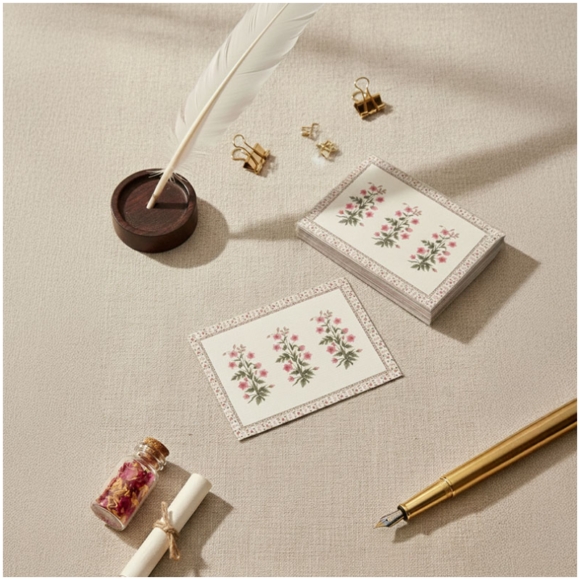 Mughal Art Gulzar Flower Note Cards (Set of 10)