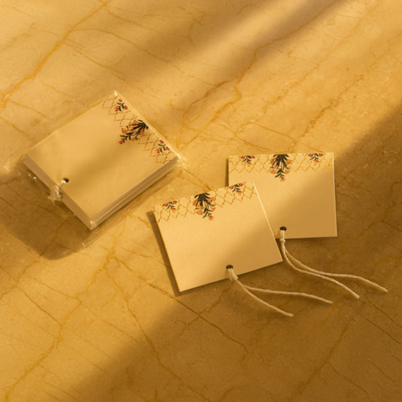 Mughal Art Gulzar Flower Gift Tags With Threads (Set of 10)