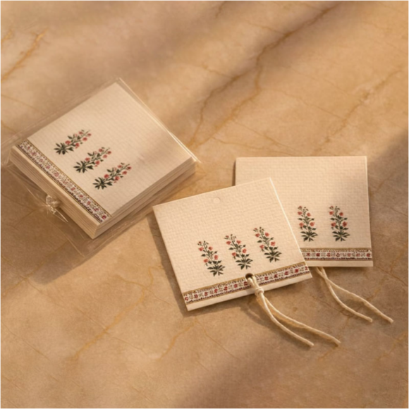 Mughal Art Baagh Butta Gift Tags With Thread (Set Of 10)